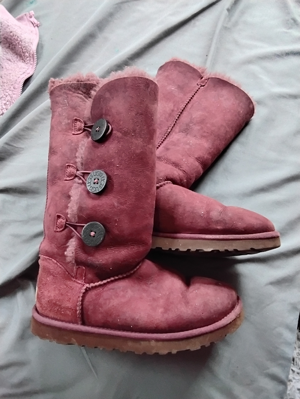UGG Women's Button-Detail Suede Boots - Burgandy
